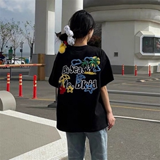 万针全刺绣工艺抖音得物高品质260克重磅纯棉双纱美式高街短袖T恤，男装T恤，电商A486