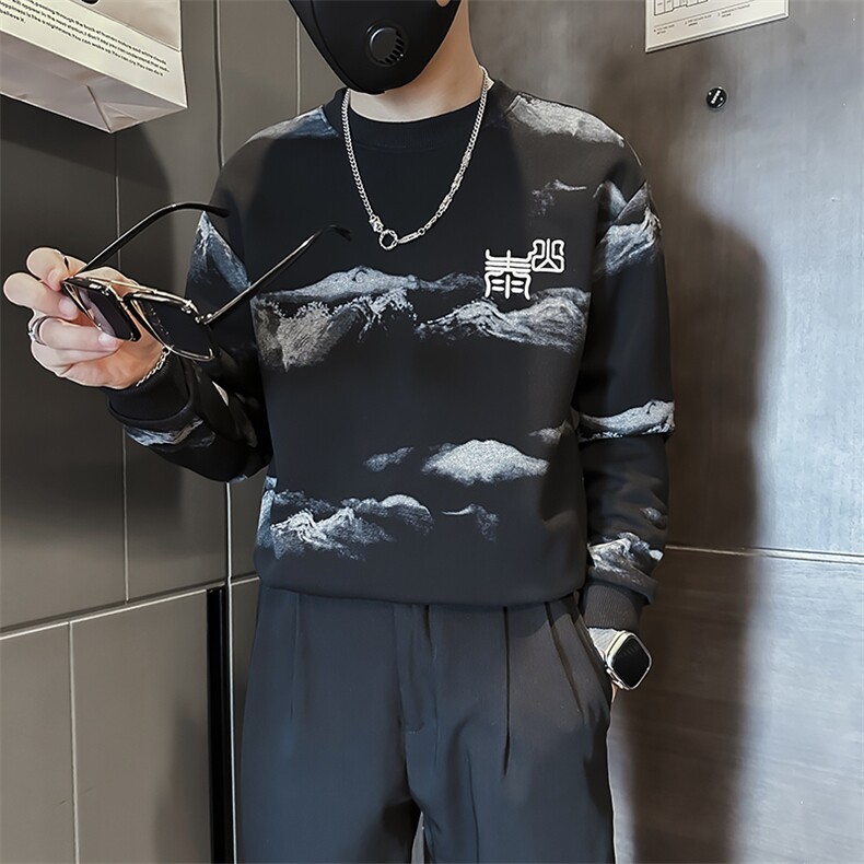 泰山印花刺绣卫衣男高级感社会小伙外套B323-WY13B-P65控95图片