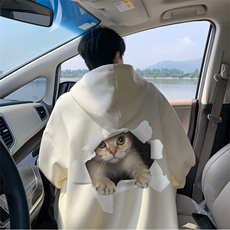 抖音品质秋季新款日系猫咪印花宽松连帽卫衣wlcm5002-特批35控59，男装卫衣，星座605(原A050)
