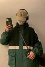 新款连帽冲锋衣夹克男撞色港风拼接潮流休闲外套JK2303-P68，男装夹克，星座717