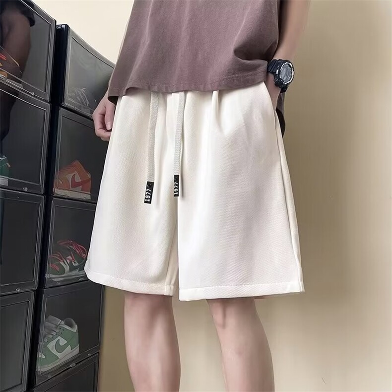 24夏季港风纯色宽松休闲短裤男士直筒抽绳D99-P35,男装休闲裤,星座1109-3
