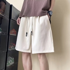24夏季港风纯色宽松休闲短裤男士直筒抽绳D99-P35，男装休闲裤，星座1109-3