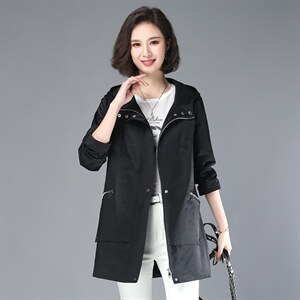 时尚宽松大码女装风衣外套 春季新款连帽口袋设计图片 时尚宽松大码女装风衣外套 春季新款连帽口袋设计图片