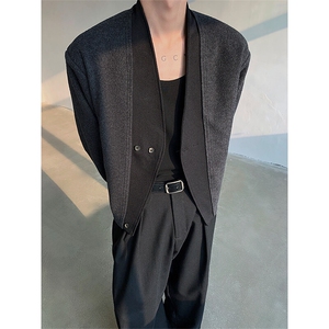 现货！25老钱风双扣开衫混纺毛边短款西服毛呢外套XZ80-P128图片