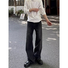 春季新款原色牛仔裤宽松显瘦四季通勤百搭直筒阔腿长裤潮，男装牛仔裤，星座506A