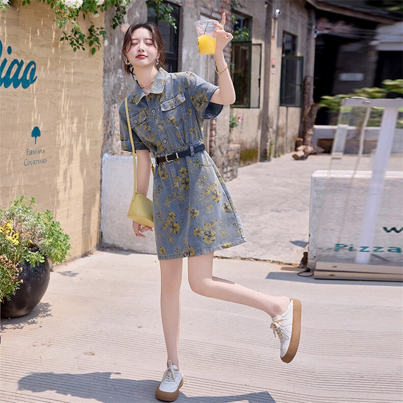 牛仔连衣裙女2025夏新炸街潮流高级感气质小个子设计感小众裙子潮,女装牛仔裙,E百度