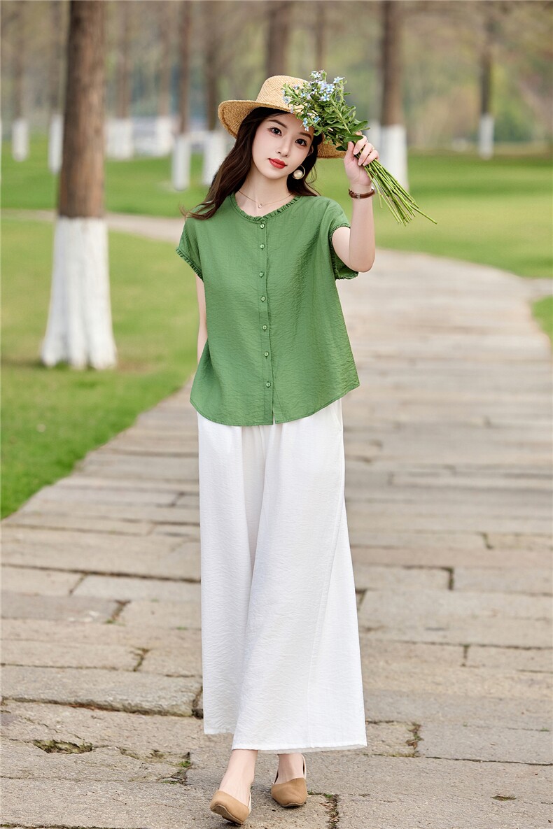 时尚洋气套装女2026夏季新款复古气质宽松阔腿裤两件套,女装套装/套裙,魅影