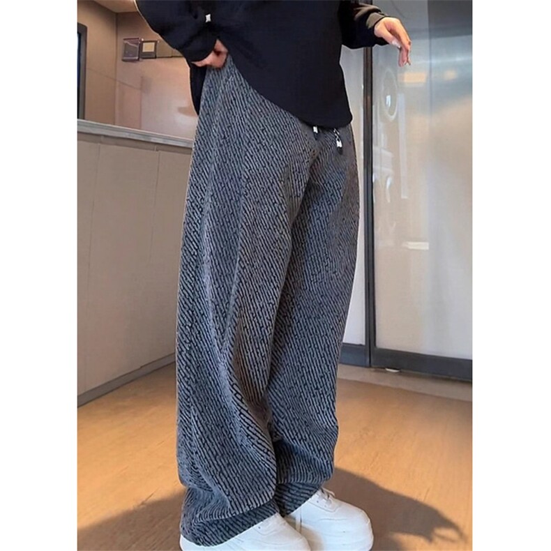 春季美式斜条纹银丝阔腿休闲裤男宽松百搭显瘦直筒卫裤KZ72,男装休闲裤,星座1116A（原606A-3）