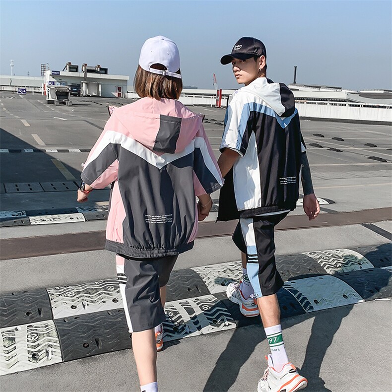 有报告男士T恤夏季情侣短袖套装五分裤两件套潮DS410T图片