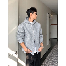 都市高级穿搭极简质感外套独特斜门襟拉链设计连帽卫衣HY908TP55，女装短外套，电商A102B