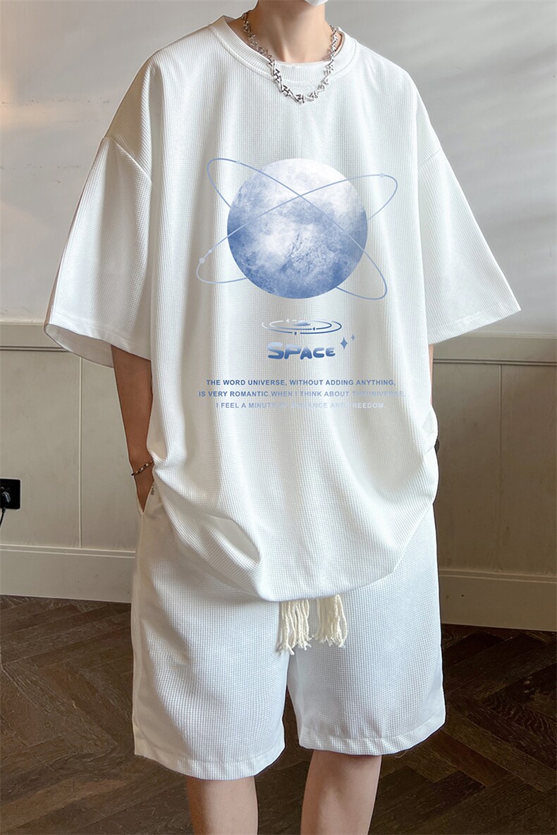 华夫格套装运动短袖t恤套装休闲两件套一套HZ84241-P44,男装T恤,电商A040