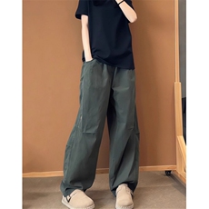 军绿色弯刀工装裤男秋季高街vibe镰刀裤子垂感阔腿裤KA6099，男装工装外套，星座1116A（原606A-3）