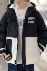 中性风连帽撞色棉服冬季港风加厚棉衣男女同款M8884-P95，男装棉衣，星座717
