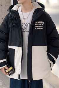 中性风连帽撞色棉服冬季港风加厚棉衣男女同款M8884-P95图片