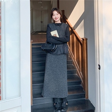 2026年春季新款高级感毛呢时尚套头马甲三件套装女气质套裙，女装套装/套裙，艾米莉亚