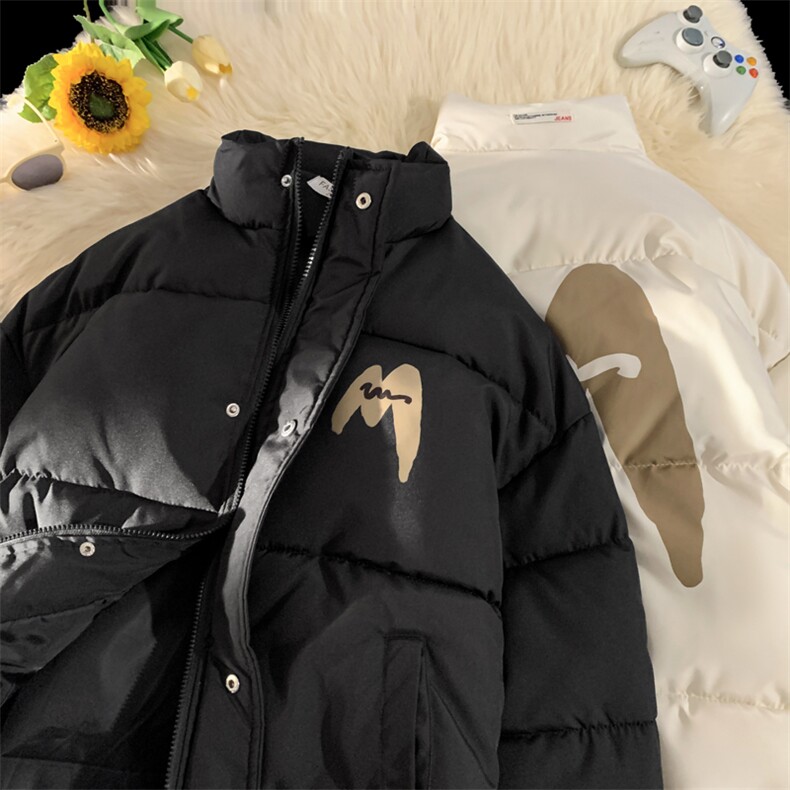 情侣棉衣新款立领面包服M字母棉服棉袄外套3352-P65控98量大有差,男装棉衣,星座207