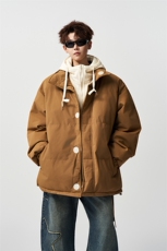有长图冬季复古假两件羽绒棉衣服男宽松连帽棉袄外套MF00827/P100，男装棉衣，电商B316