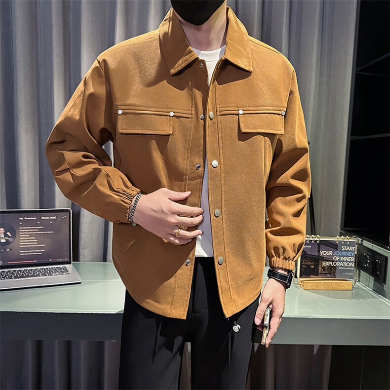社会小伙秋装新款男时尚工装夹克男店主外套JK82-P78 控128 咖啡图片