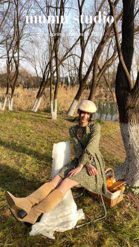 飘带短款连衣裙，女装连衣裙，Mu Mu