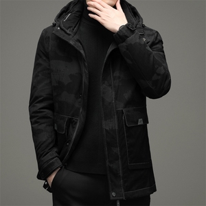 新款21冬季新款90%白鸭绒羽绒服男士休闲纯色连帽外套ZG2921-P270图片