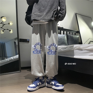 秋装卫裤男宽松印花束脚裤休闲裤D329-QM516-P50控68图片