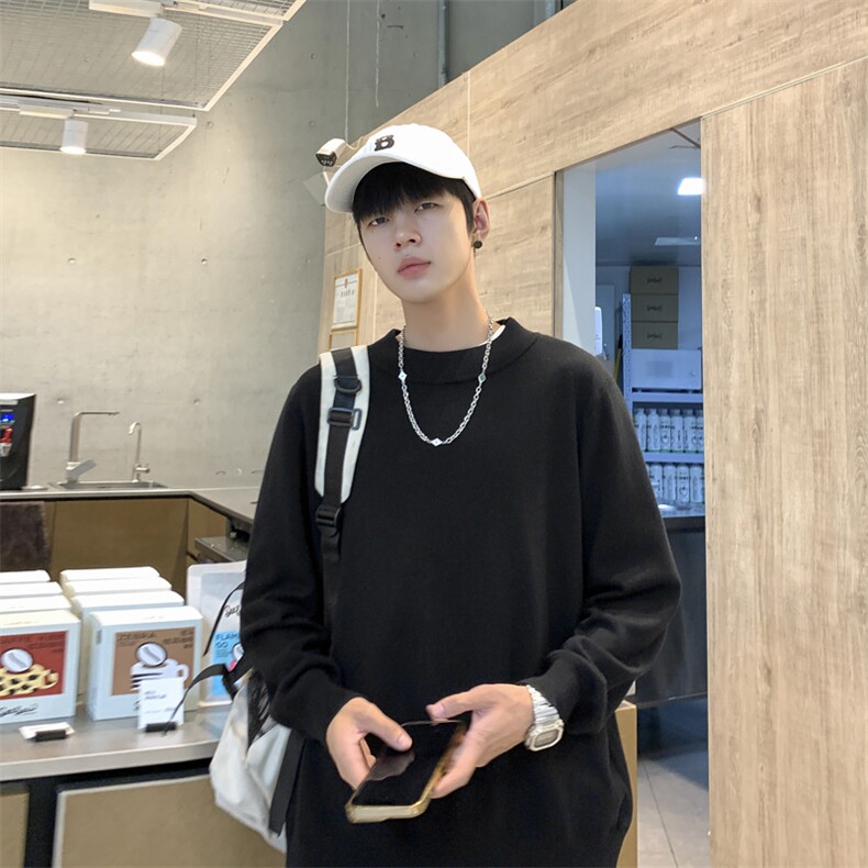 毛衣男秋冬高级感羊毛衫加厚针织衫日系慵懒风复古外套MY01-P42图片