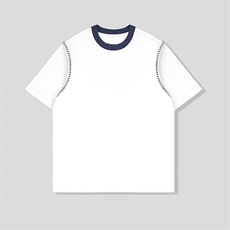 网图拼接撞色特种一字绣圆领夏季男士短袖T恤休闲百搭P33，男装T恤，电商C306-1