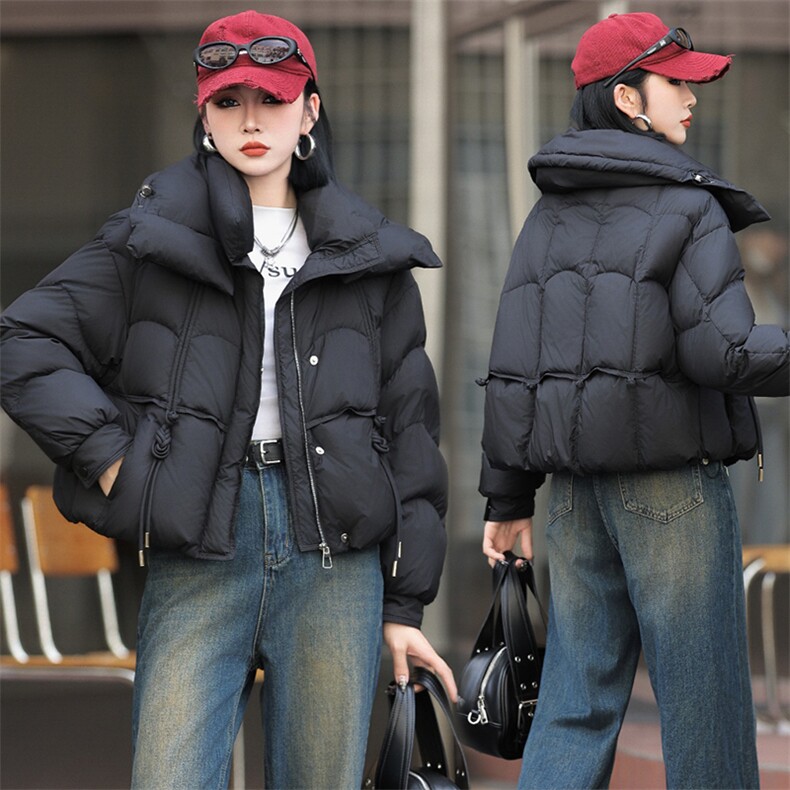 现货新款冬装2024年韩版纯色休闲新90绒白鸭绒羽绒服图片