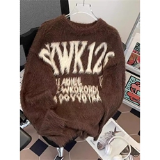 美式覆古潮流大字母提花慵懒风毛衣男女秋冬季情侣宽松休闲针织衫，男装针织衫/毛衣，星座506A