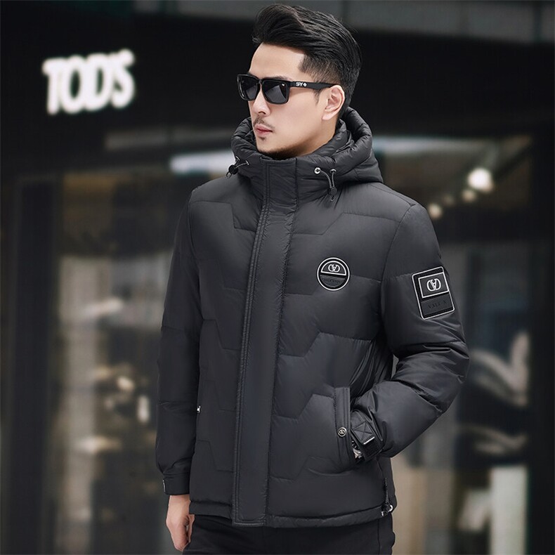 冬季2024加厚羽绒服男高端潮服白鸭绒加厚短款防寒时尚连帽外套,男装羽绒服,钱塘6003（原4033）