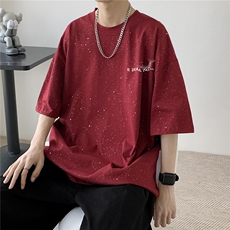 260克重磅双纱纯棉潮流T恤印花满天星二开短袖RH7910-特P28，男装T恤，星座610B-1