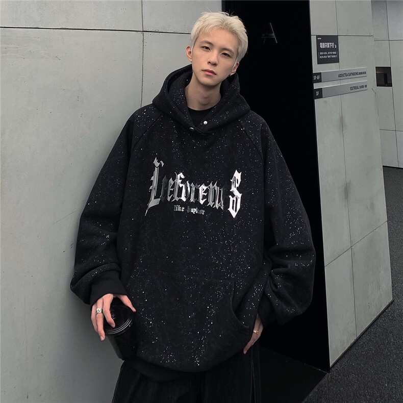 满天星连帽卫衣男春秋2024新款重磅大码宽松休闲外套帽衫W88-P68,男装卫衣,电商C307