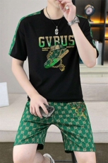 83672-P65欧货短袖t恤休闲套装男潮牌2025夏季新款男士短裤两件套，男装牛仔裤，电商D310B-1