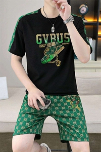 83672-P65欧货短袖t恤休闲套装男潮牌2025夏季新款男士短裤两件套图片