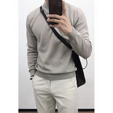 毛衣半高领毛衣针织打底衫纯色通勤毛衣A831-P35，男装T恤，星座1012-1