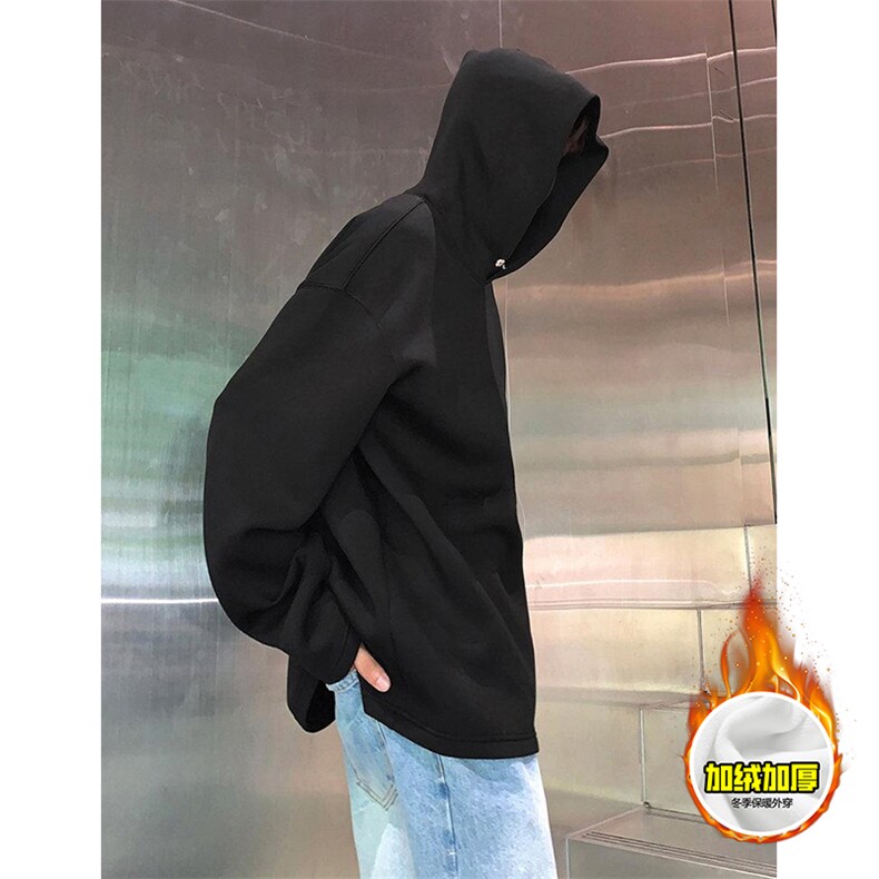 480G重磅加绒硬挺boxy男女秋冬美式高街结构一粒扣连帽卫衣厚外套,女装短外套,电商A486