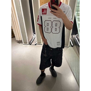 复古网眼短袖球衣系列男女潮牌美式嘻哈V领上衣TA88-P45图片