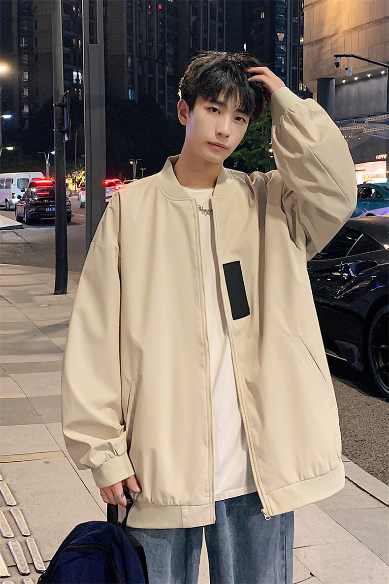JK751P68港风二开宽松棒球服夹克百搭落肩简约上衣外套,男装夹克,星座1204-3