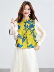 在仓~2026年夏装人丝衬衫套装薄款印花马夹上衣两件套（可拆分），女装套装/套裙，新依时派