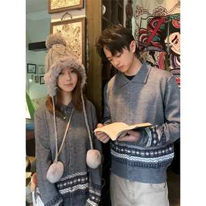 JY134-P58 开衫毛衣美式复古休闲慵懒风针织衫男纯色外套 网图图片