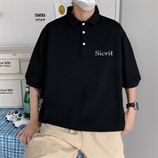 PL57098-P35 翻领短袖polo衫男大码胖子半袖t恤男有领保罗衫 模特图片