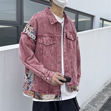 美式高街牛仔外套拼色痞子帅2025秋冬季新款ins宽松外套W5155-P75，男装工装外套，星座412