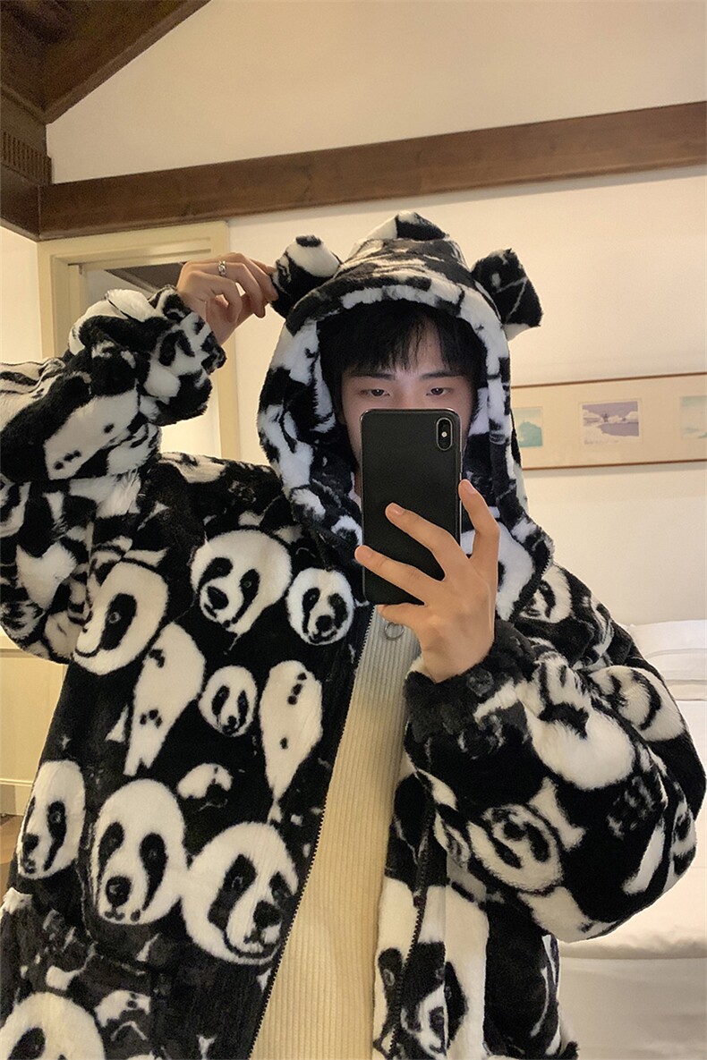 1港风羊羔毛衣女连帽毛绒服男外套男8701P105控138,男装棉衣,星座226-2