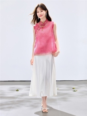 夏季新款现货！2026新中式立领优雅复古刺绣马甲+吊带连衣裙女，女装套装/套裙，宝儿家