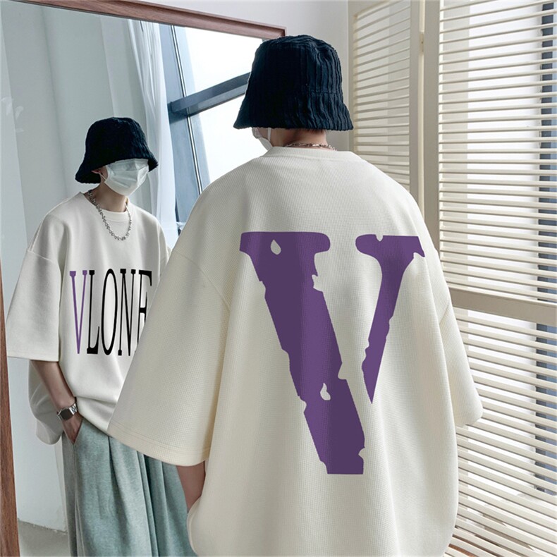 量大优重磅220克华夫格短袖T恤紫v印花HT311-特P20（抖音不可售）,男装T恤,星座508（原C305）