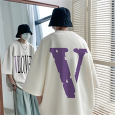 量大优重磅220克华夫格短袖T恤紫v印花HT311-特P20（抖音不可售），男装T恤，星座508（原C305）