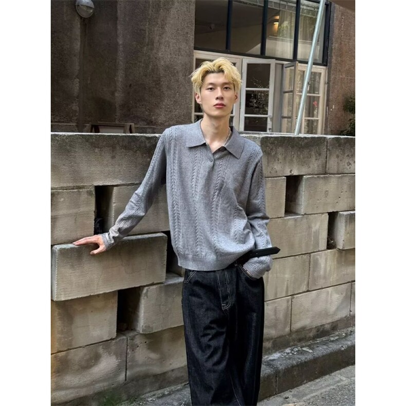 冬季新款时尚百搭休闲宽松可机洗针织衫翻领提花毛衣男装,男装针织衫/毛衣,星座506A