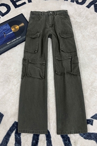 B221 美式ins高街洗褪多口袋工装休闲牛仔裤 LK26646-特P60控108图片