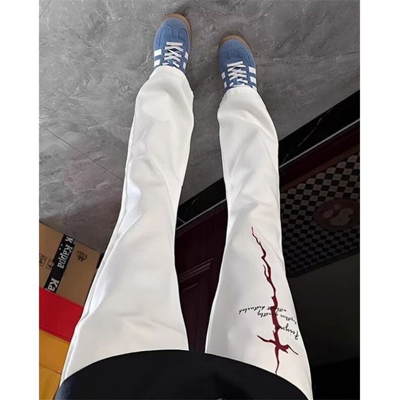 美式印花牛仔裤男款潮牌痞帅高街百搭直筒微喇长裤子LK71199-P40,男装牛仔裤,星座1008