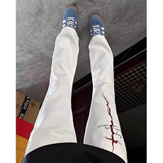 美式印花牛仔裤男款潮牌痞帅高街百搭直筒微喇长裤子LK71199-P40，男装牛仔裤，星座1008